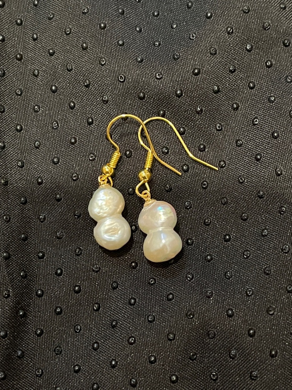 Freshwater Pearl Drop Earrings with Gold Hooks - White